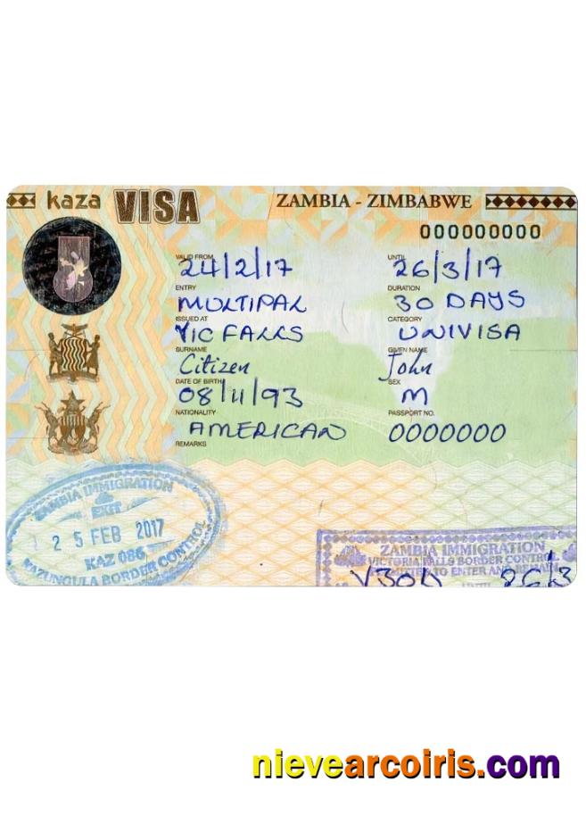 ZAMBIA-ZIMBABWE travel visa